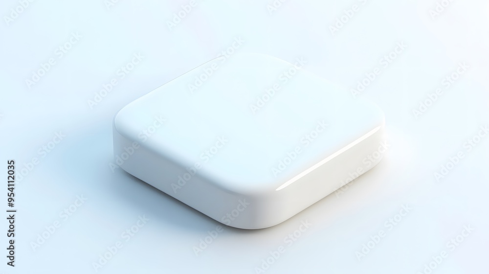 Poster blank mobile application icon, button - solid square with round corners. 3d rendering, white backgro