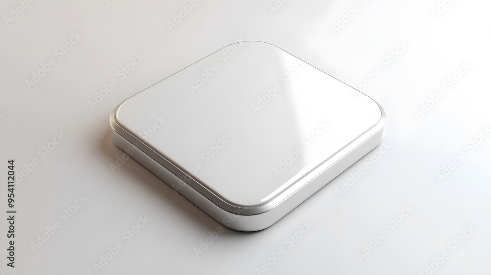 Poster blank mobile application icon, button - solid square with round corners. 3d rendering, white backgro