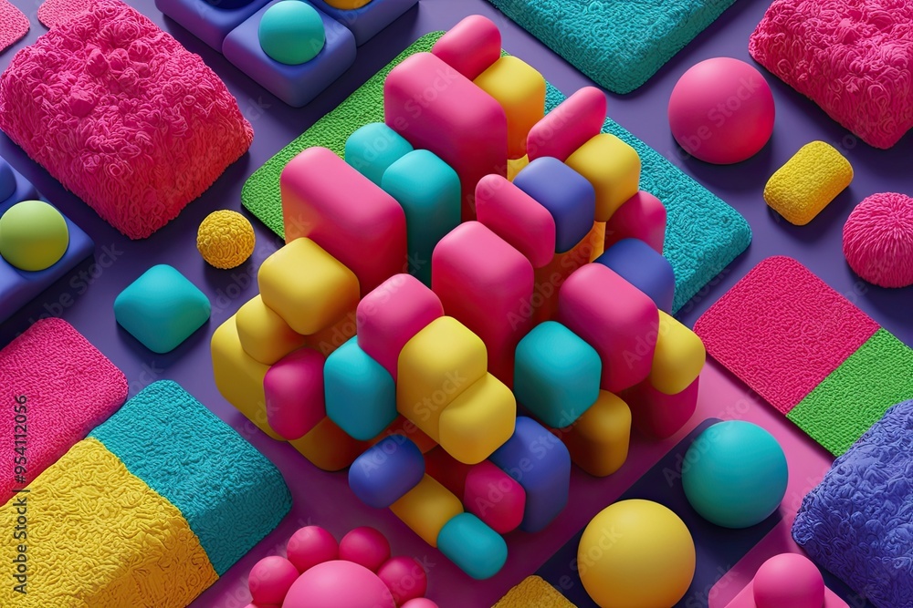 Aufkleber dynamic 3d design experience featuring colorful textures and immersive backgrounds