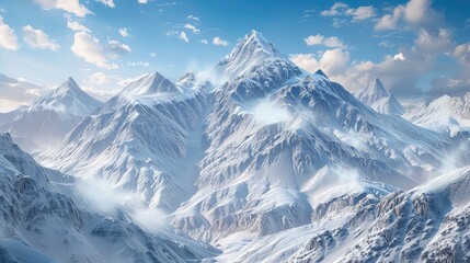 Obraz premium Majestic snow-capped mountain peak with a dramatic sky.