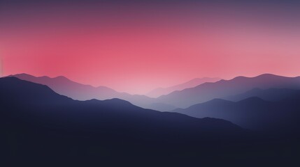 Obraz premium A serene mountain landscape at dusk with gradient colors blending from purple to pink.