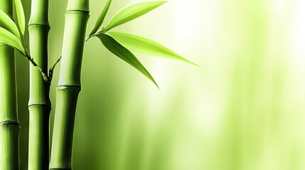 Naklejka premium A clear close-up of a bamboo plant in sharp focus, surrounded by a blurred background