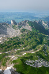 Trekking in S&auml;ntis, Swiss Alps. Beautiful Mountain Peaks. Amazing Swiss Alps
