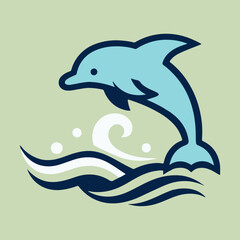 Naklejka premium Dolphin Silhouette design, aquatic sea mammal 
