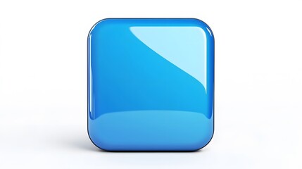 
Blank Mobile application icon, button - blue square with round corners. 3d rendering, white background