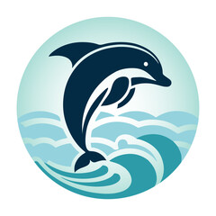 Naklejka premium Dolphin Silhouette design, aquatic sea mammal 