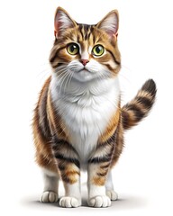 stylist cat background white with dress