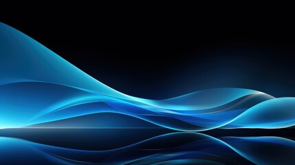 Abstract blue waves with light reflections on a dark background.