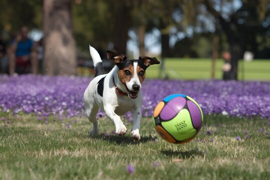 Dog chasing ball online