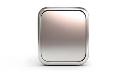 Obraz premium Blank Mobile application icon, button - silver square with round corners. 3d rendering, white background