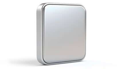 Blank Mobile application icon, button - silver square with round corners. 3d rendering, white background