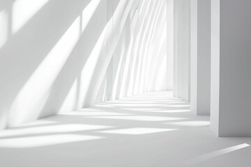 Minimalist white background with subtle geometric patterns, soft lighting