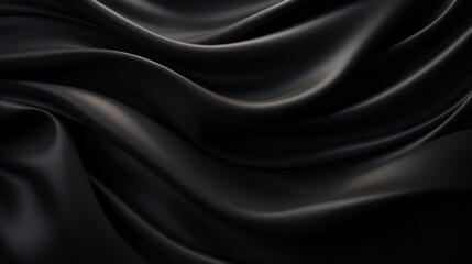 Fototapeta premium A close-up view of flowing black fabric, showcasing its smooth texture and elegance.