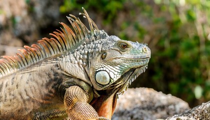 Obraz premium A look at the iguana in nature.