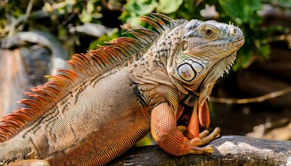 Obraz premium A look at the iguana in nature.