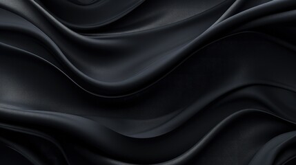 Obraz premium A smooth, flowing black fabric texture with soft waves and shadows.