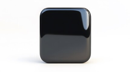 
Blank Mobile application icon, button - black square with round corners. 3d rendering, white background