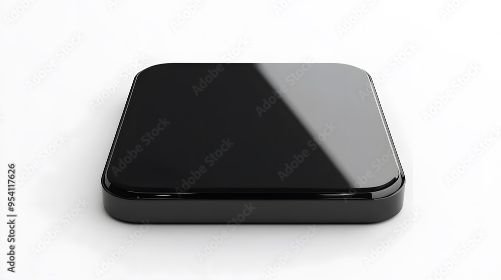 Poster blank mobile application icon, button - black square with round corners. 3d rendering, white backgro