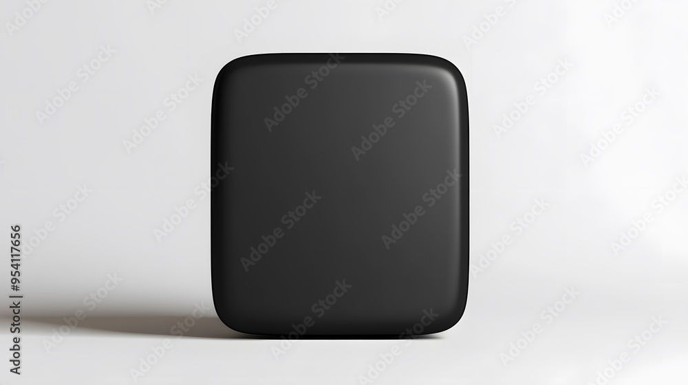 Poster blank mobile application icon, button - black square with round corners. 3d rendering, white backgro