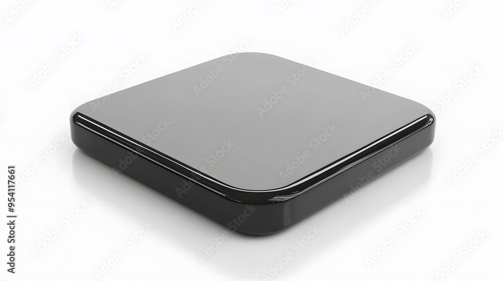 Poster blank mobile application icon, button - black square with round corners. 3d rendering, white backgro
