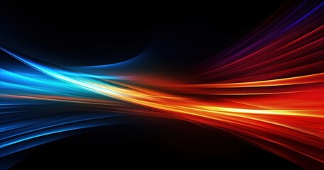 Abstract wave design with vibrant blue and red colors on a black background.