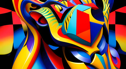 Fototapeta premium a cubism inspired, painted style illustration -background -in the theme of vinyl records and soul music lifestyle,nightlife and culture