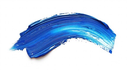 Abstract blue paint stroke on white background.