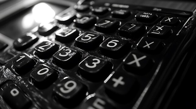 A Close-Up of the Number Keys on a Black Calculator