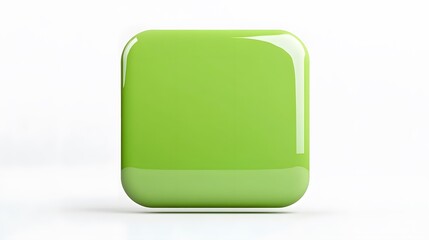 Blank Mobile application icon, button - green square with round corners. 3d rendering, white background