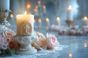 Topic divine ceremony: child baptism in church, infant christening, revered catholic observance connecting with god, sacred traditions, Christian rites, faithfully adhering to god's holy ordinances