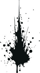 Minimal Splash Spray Paint Art on wall Black Silhouette Vector On Solid White Background