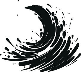 Minimal Splash Spray Paint Art on wall Black Silhouette Vector On Solid White Background