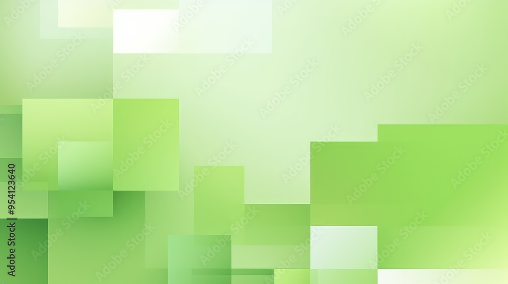 Poster a soft green abstract background with overlapping squares and rectangles.