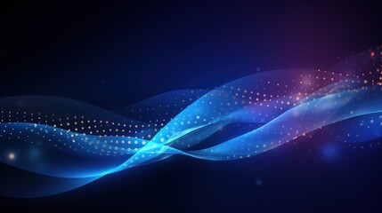 Abstract waves of blue and purple with dotted accents on a dark background.