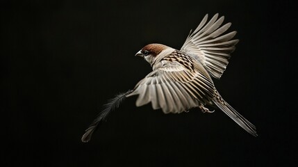 Fototapeta premium Bird in flight with spread wings and turned head