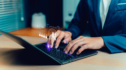Businessman using many Artificial intelligence AI, by command prompt for generated. Human and chat...