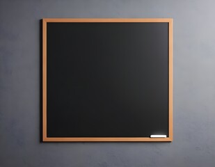 A wooden-framed chalkboard on a rustic table against a textured brown wall in a cozy classroom
