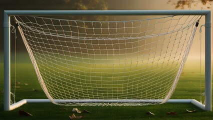 A soccer goal positioned centrally on a grassy field, ready for an exciting match to unfold. GENERATIVE AI
