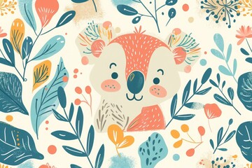 The children's illustration style features colorful patterns with dreamy illustrations, creating an overall soft color scheme. 