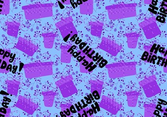 Birthday seamless pattern for wrapping paper and fabrics and linens