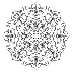 Vector coloring page mandala art design with white background