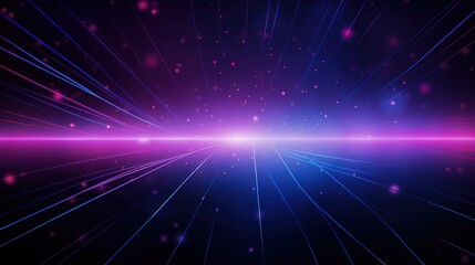 Fototapeta premium A vibrant abstract background featuring radiant lines and glowing particles in purple and blue hues.