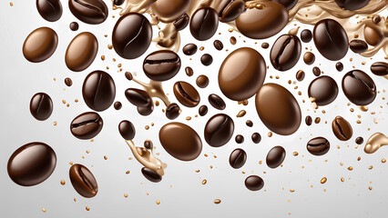 Obraz premium Milk-Brown Coffee Swirl with Bubbles