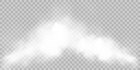 Fog or smoke isolated transparent special effect. White vector cloudiness, mist or smog background. Vector illustration