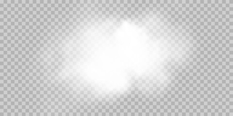 Fog or smoke isolated transparent special effect. White vector cloudiness, mist or smog background. Vector illustration