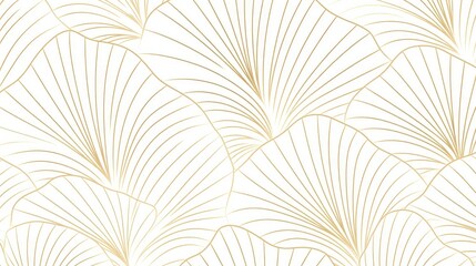 Obraz premium A decorative pattern featuring elegant golden leaf designs on a white background.