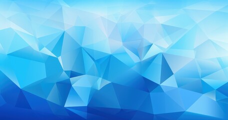 Fototapeta premium A vibrant blue geometric abstract background with layered triangular shapes.