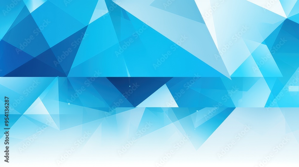 Poster abstract blue geometric background with triangular shapes and gradients.