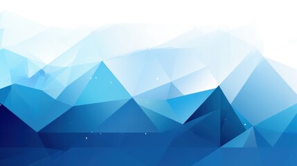 A geometric abstract representation of blue mountains and sky.