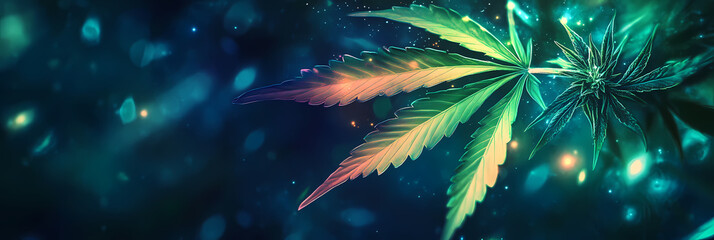 Fototapeta premium Psychedelic Anime Weed Background – Cannabis Art in Manga Style